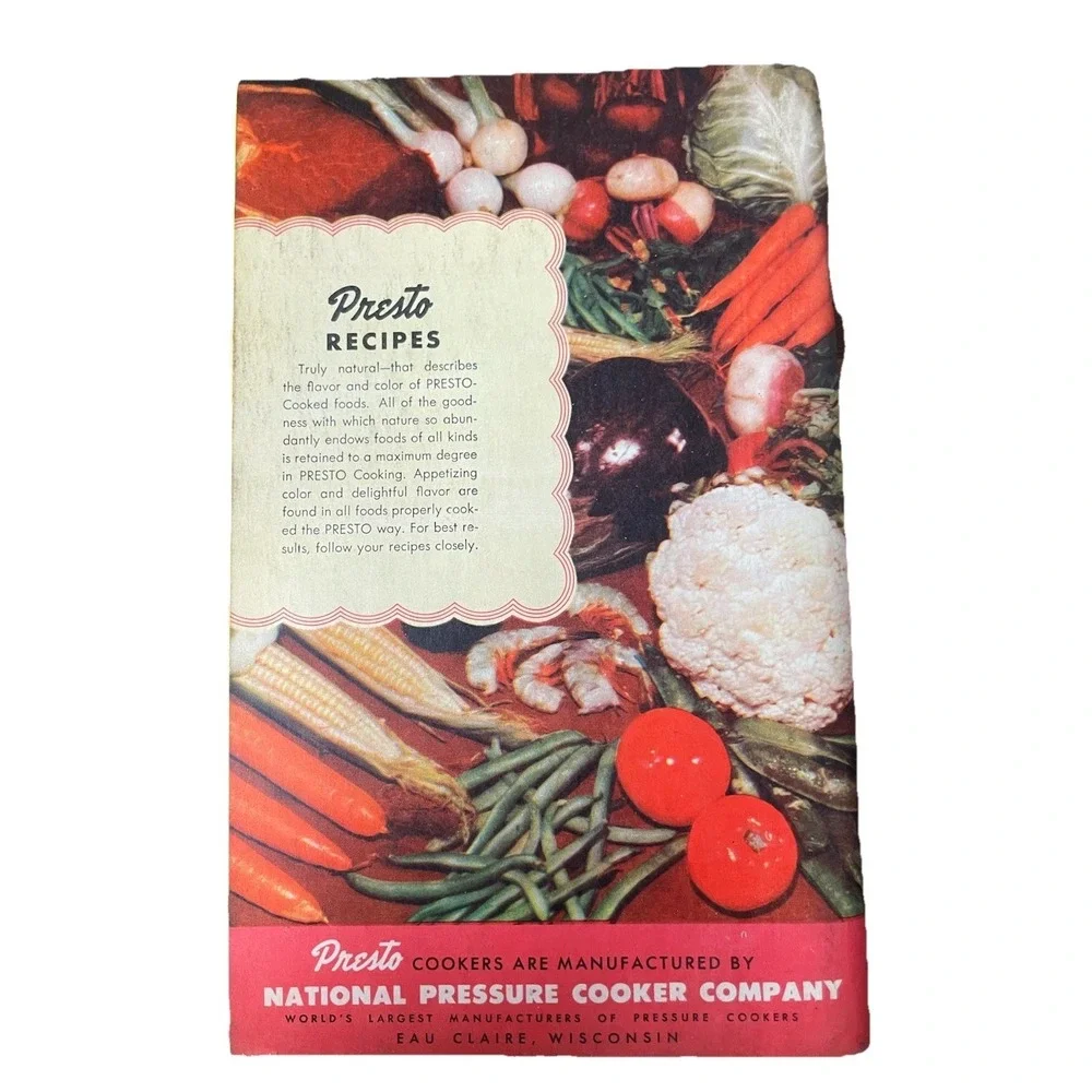 Presto Cooker 1950s Cookbook Recipe Book Instruction Manual‎ Model 603 604